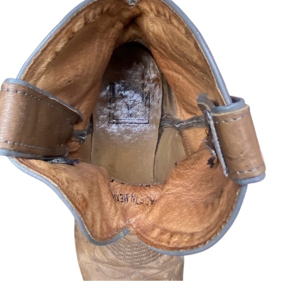 Vintage Frye White Label Tan Leather Western Cowgirl Ankle Boots Size 9 - Picture 7 of 12